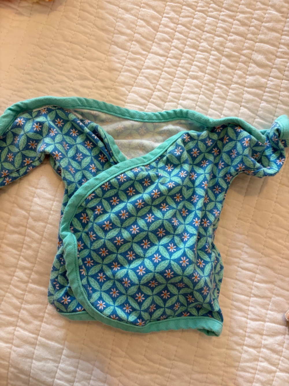 Perfectly Preemie Blue & Teal Floral-Print Pajama top & pants